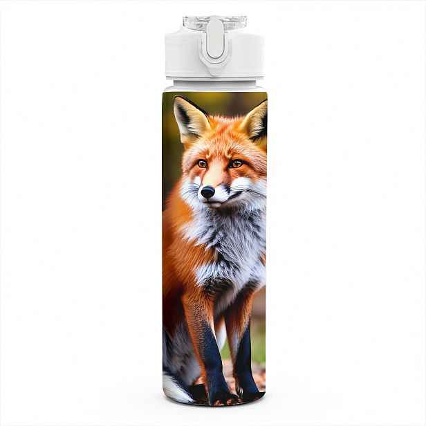 TEMU 1 ks Sportovní láhev na vodu s potiskem lesní lišky, 750 ml / 26 oz, plastová, roztomilý , nepropustná s výklopným víčkem, lehká, odolná, velká
