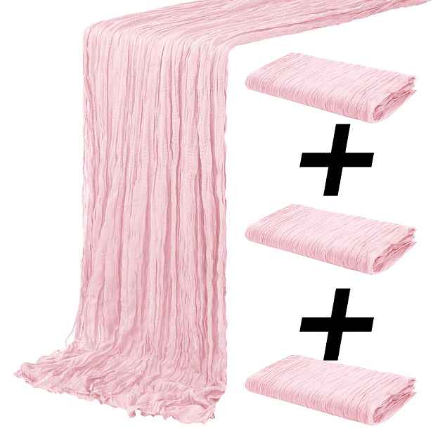 TEMU 3ks Ubrousek z Sýroviny na Stůl, 10 Stop 35 x 118 Palců (cca 88,9 cm) Jednobarevný Ubrus, Bohémský Rustikální Šedý Gáz, Vhodný pro Dekoraci na