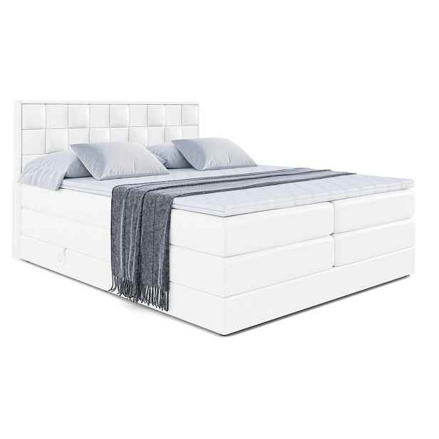 ALTDECOR BOXSPRINGOVÁ POSTEL s matrací H3/H4 - ZAFIRA-BZ KING - 200x200 cm Bílá
