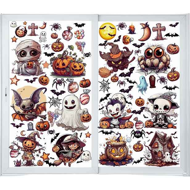 Nálepky Na Okno Halloween 12 Listů Oboustranné Bez Pvc Lepidla