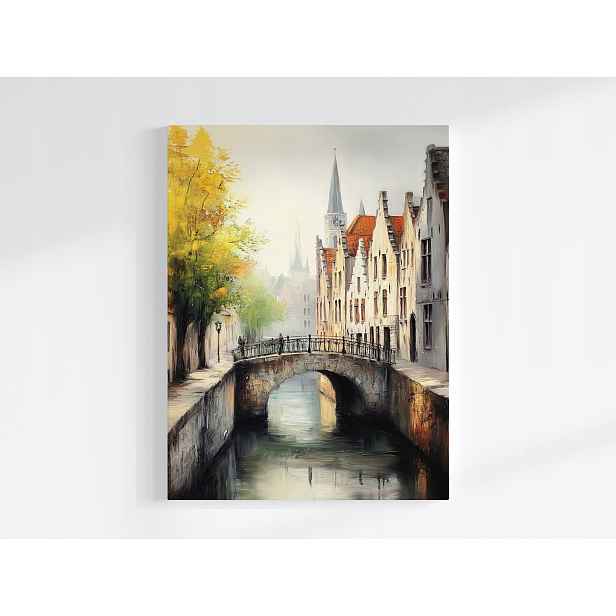 Plakát Město Staré Město Památka Belgie Gandawa Mlha 75x100