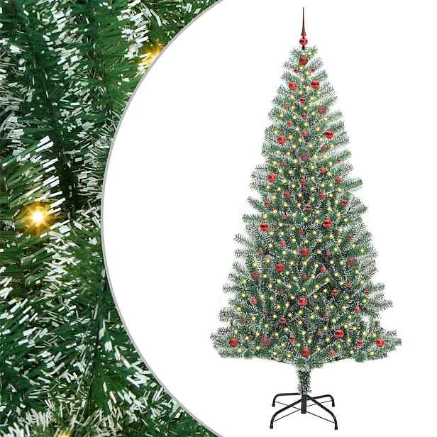 vidaXL Umělý vánoční stromeček se sněhem a LED osvětlením 240 cm