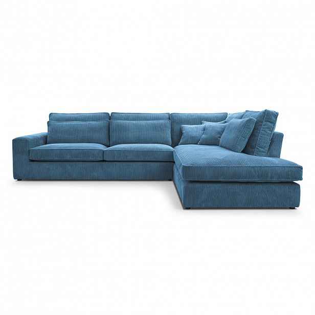 Beautysofa ROHOVÁ pohovka Parma bez funkce spaní, manšestrová látka, modrá, pravá