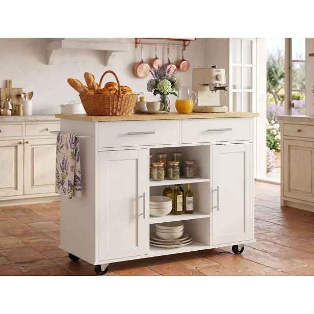 Casarredo Kuchyňský ostrůvek SARDINIA – bílá/sonoma
