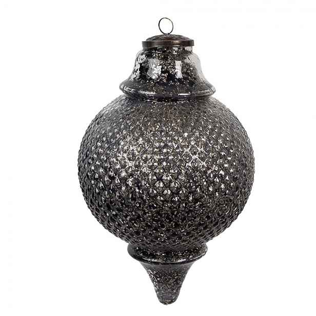 Granitová skleněná vánoční ozdoba špičatá baňka M - 16*27 cm Clayre & Eef