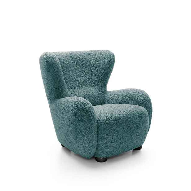 MASSENO KLASICKÉ ČALOUNĚNÉ RELAXAČNÍ KŘESLO MIST, látka bouclé, modré