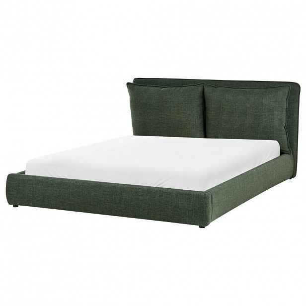 Beliani POSTEL s roštem 160/200 cm Látka Tmavě zelená Bajonna