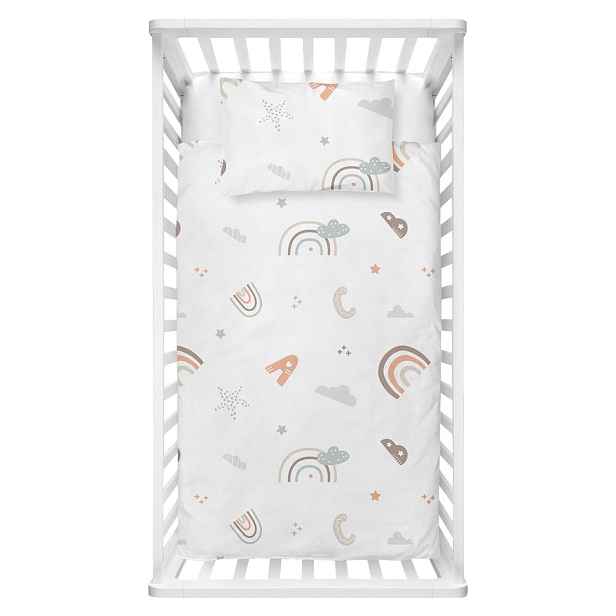 Bílé dětské povlečení do postýlky z bavlny Renforcé 100x150 cm Abc – Mijolnir