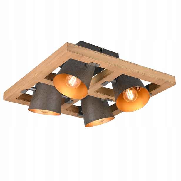 Trio Stropní svítidlo Bell 39 Cm, dřevo/kov, 4xE14, stříbrná, IP20