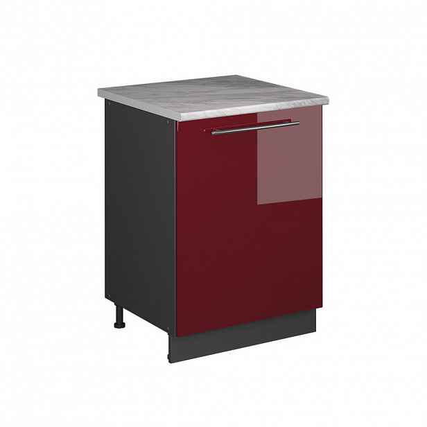 Vicco SPODNÍ SKŘÍŇKA KUCHYŇSKÉ LINKY Fame-Line, Bordó červená vysoký lesk/Antracit, 60 cm 1 dvířka s pracovní deskou