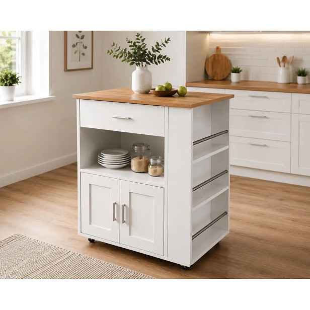 Casarredo Kuchyňský ostrůvek CORSICA – bílá/sonoma