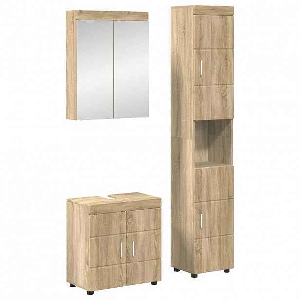 vidaXL Sada koupelnového nábytku TULUM 3 ks Sonoma dub 60 x 34 x 63 cm