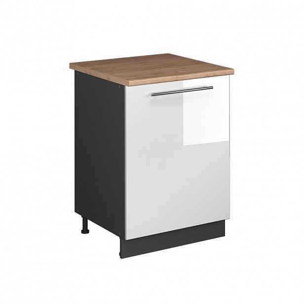 Vicco SPODNÍ SKŘÍŇKA KUCHYŇSKÉ LINKY Fame-Line, Bílá vysoký lesk/Antracit, 60 cm 1 dvířka s pracovní deskou