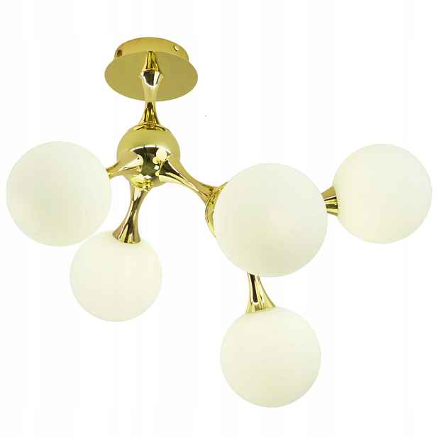 Závěsná Stropní Lampa Lustr Kule zlatá Moderní Led mléčná