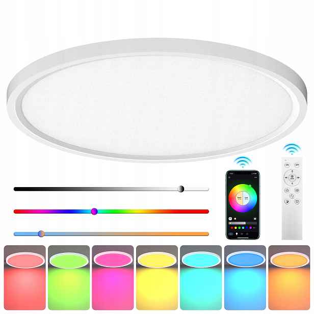 Lampa Stropní Svítidlo Led Rgb Ultratenká 3000K-6500K Wifi Tuya Dálkový Ovladač Aplikace