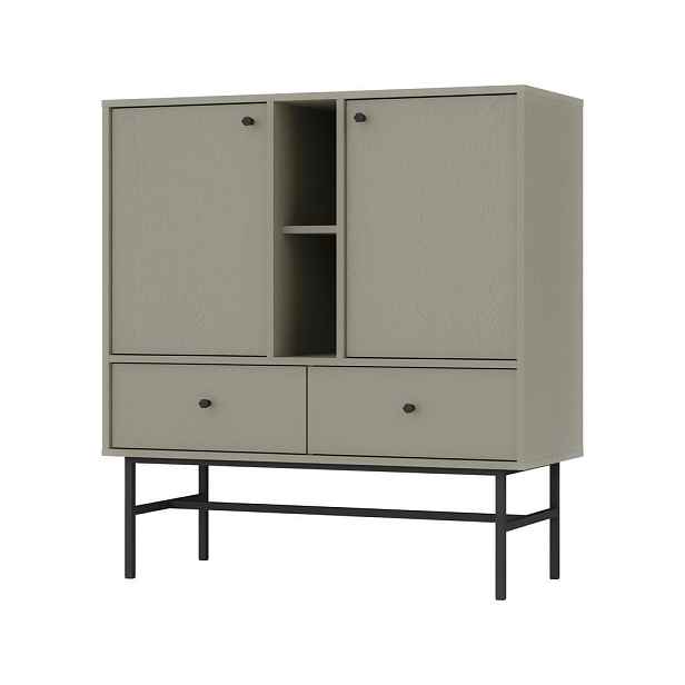 MASSENO KOMODA TORINO, 100/108/41 cm s 2 zásuvkami a 2 dvířky, světle zelená