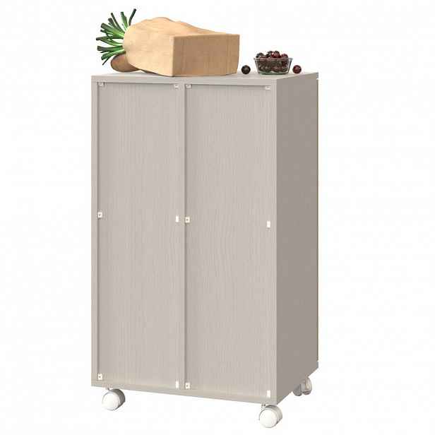 Modfu SKŘÍŇKA na tříděný odpad z MDF 46,7x35x80 cm bílá na kolečkách se 2 přihrádkami