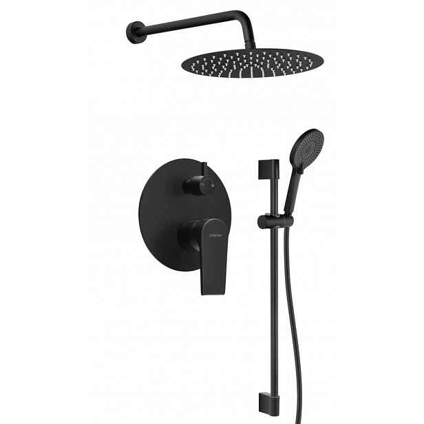 Sapho Kai - Sprchový set s baterií pod omítku, s tělesem, průměr 30 cm, matná černá KA43/15-04