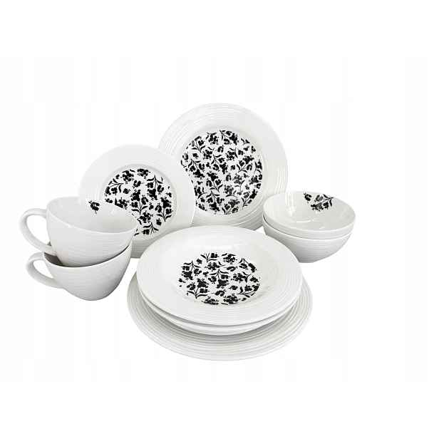 10dílná porcelánová souprava Croft Velvet bílá/černá, by inspire