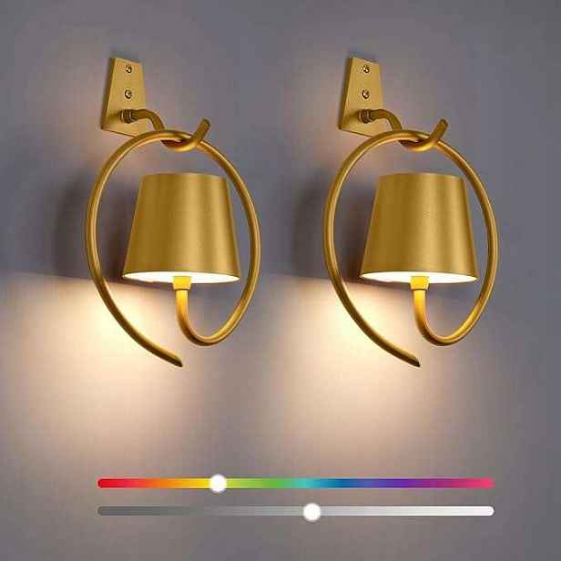 Nástěnná Led svítidla Rgb bez napájení Sada 2ks zlatá barva