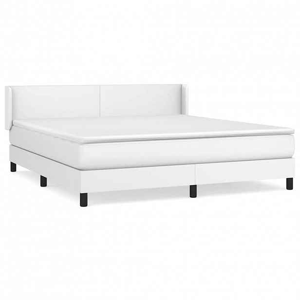 vidaXL Box spring postel s matrací bílá 180x200 cm umělá kůže
