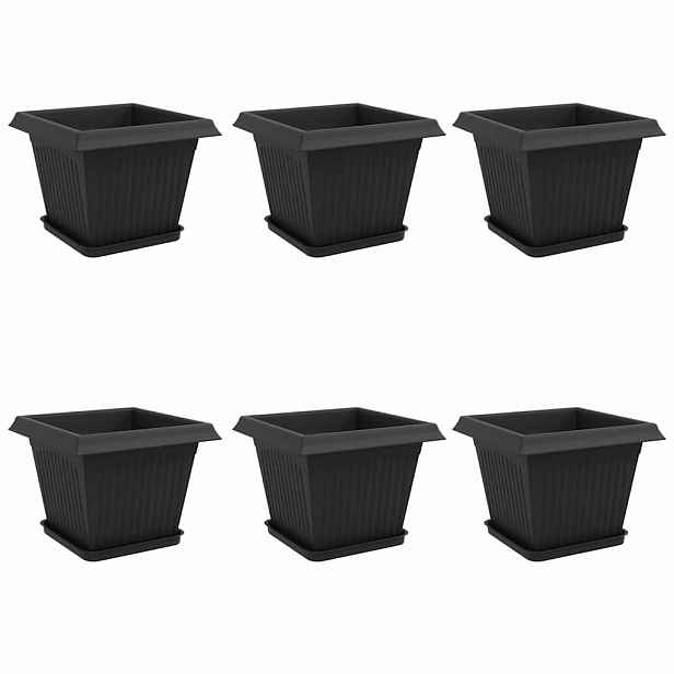 vidaXL Květináče 6 ks Černá Plast