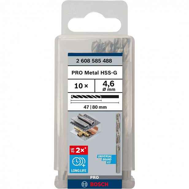Bosch - Sada vrtáků do kovu, 4,6x80 mm, 10 ks 2608585488