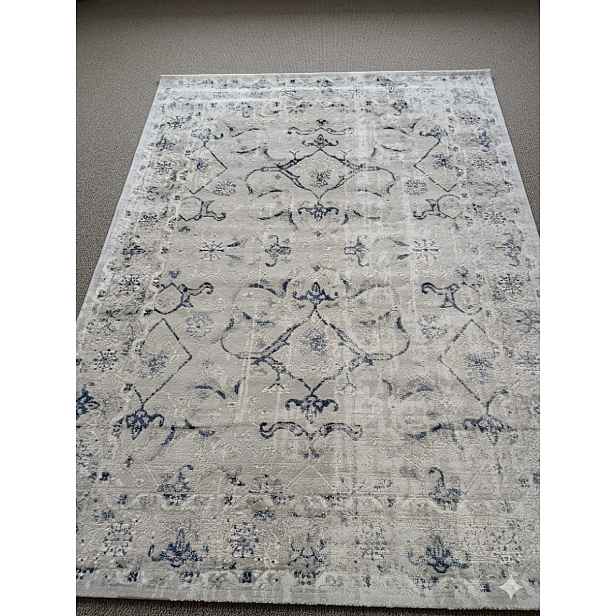 Koberec 160 x 230 cm krémově modrý vintage přetíratelný obývací pokoj klasický