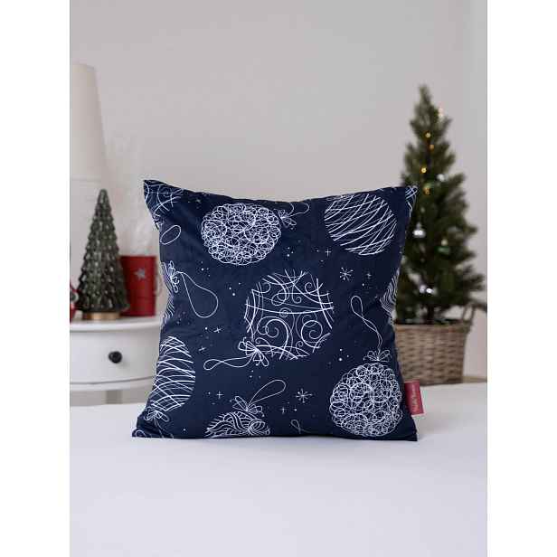 MKLuzkoviny.cz Vánoční povlak na polštář Velvet 40 × 40 cm - Vánoční baňky s ornamenty