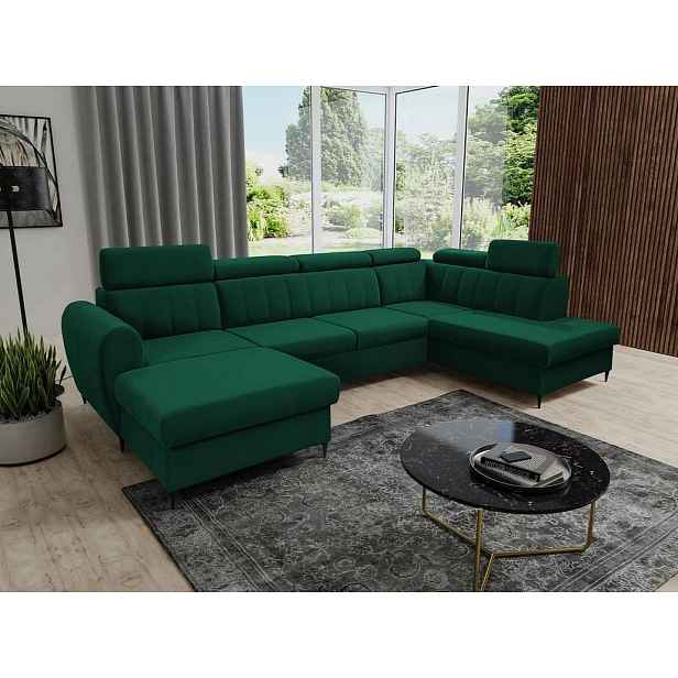 Sedačka na každodenní spaní do U LAKEWAY XL - zelená, levý roh