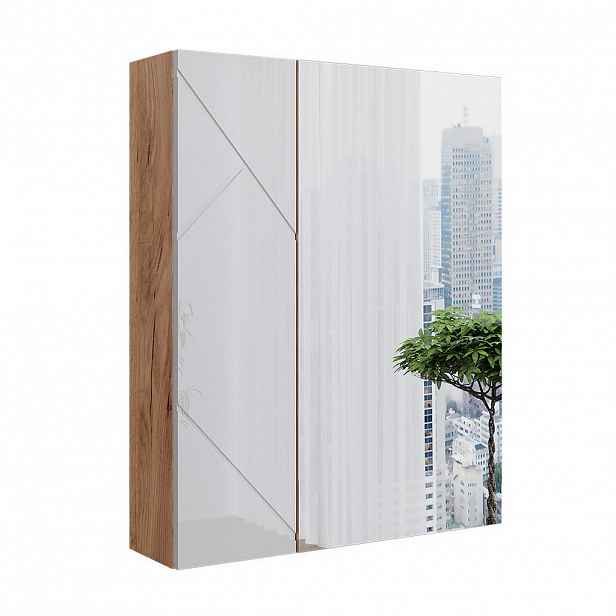 Vicco KOUPELNOVÁ ZRCADLOVÁ SKŘÍŇKA Irma Bílá/dub 60 x 75 cm