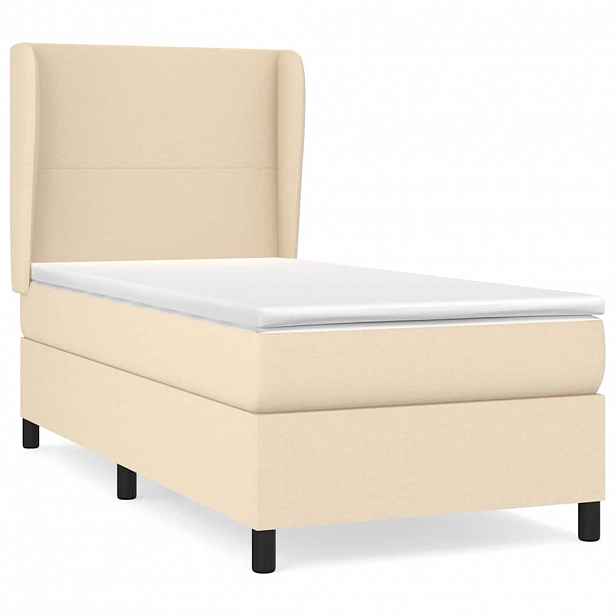 vidaXL Box spring postel s matrací krémová 90x190 cm textil