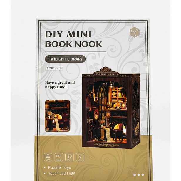 Knihovnička Twilight AM01-002 Diy, dřevěné 3D puzzle Mini knihovnička