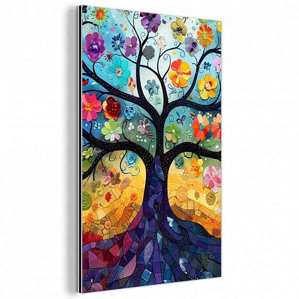 MuchoWow KOVOVÝ OBRAZ Umění - Strom života - Květiny - Hippie 40x60 cm