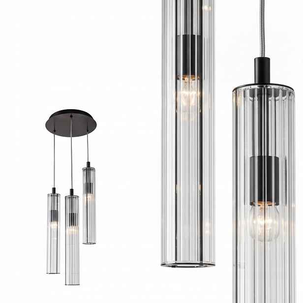 Závěsná lampa Aria Šedá Glamour Metal Sklo 3 zdroje E14 Zuma Line