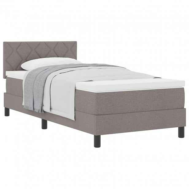 vidaXL Postel s boxspringem s čelo Taupe 100 x 200 cm textil