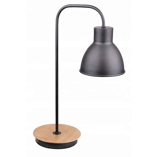 Černá lampa s dřevěnou základnou Vario Candellux