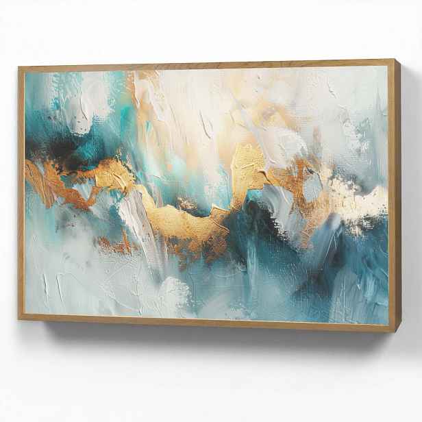 OnlyWow NÁSTĚNNÁ LAMPA S AKUMULÁTOREM Abstraktní - umění - zlatá - modrá 90x60 cm