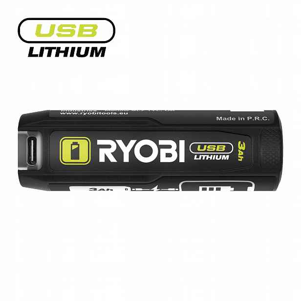 Ryobi RB4L30 3,0Ah Akumulátor Usb Lithium s ukazatelem stavu nabití a funkc