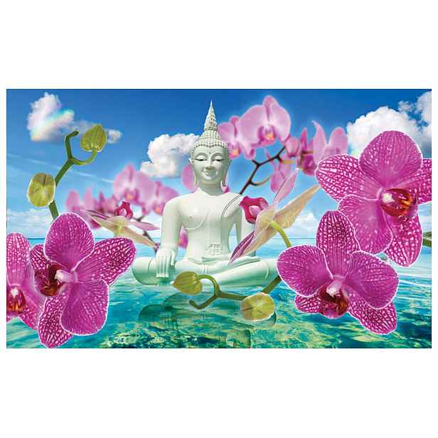 Tapeta Buddha Orchideje Relax vinylová 416x254 Růžová Harmonie Klidný ráj