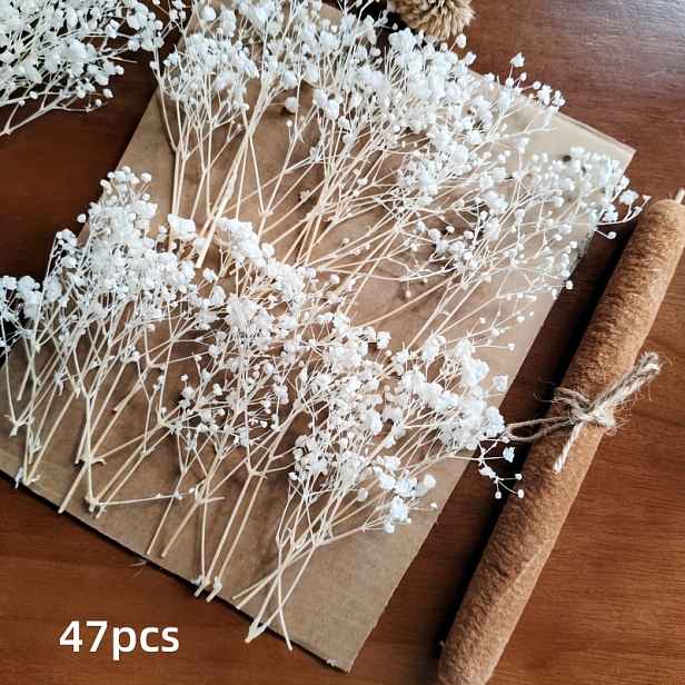 TEMU 47 ks Elegantní Čistě Bílé Umělé Květiny 'S Dýchání' - Graciové a Jemné, Vhodné pro Domácnost, Svatební Dekorace Stolů, Materiály na Vence a