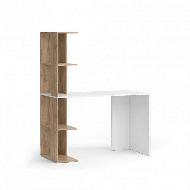 Vicco PSACÍ STŮL Tower Bílá/Sonoma 122.2 x 55.2 cm se 4 přihrádkami