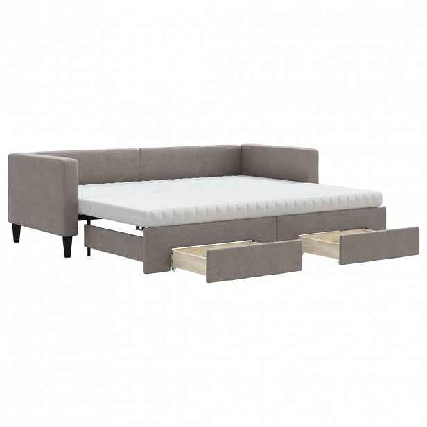 vidaXL Válenda s přistýlkou a zásuvkami taupe 80 x 200 cm textil