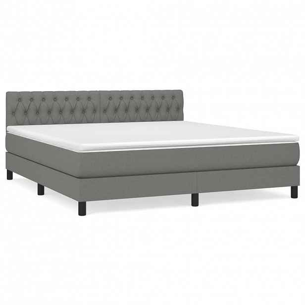 vidaXL Box spring postel s matrací tmavě šedá 180x200 cm textil