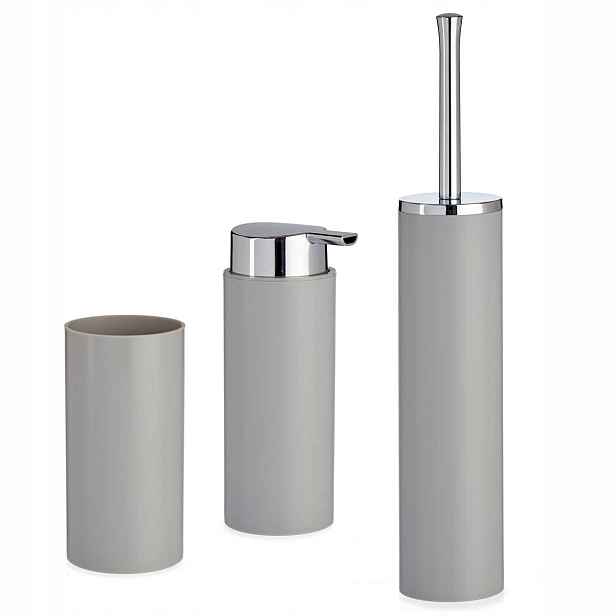 Koupelnový Set dávkovač Wc kartáč hrnek 3 prvky Šedý