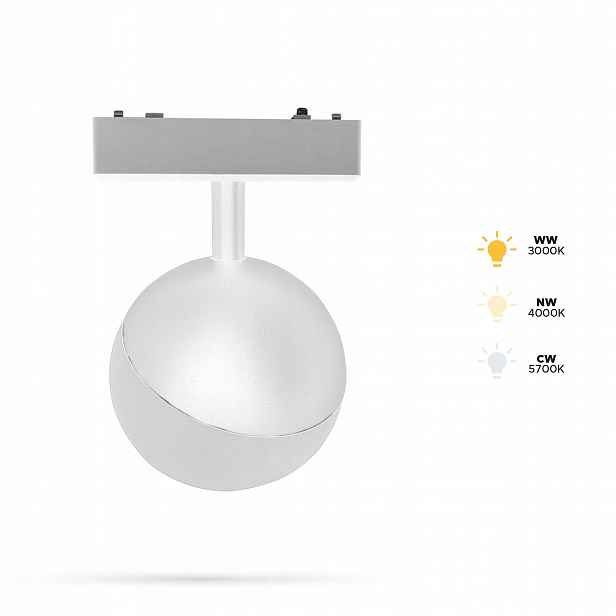 Lampa Kula Bílá 6W D pro Slim Track 48VDC 3CCT 3000K, 4000K, 5700K