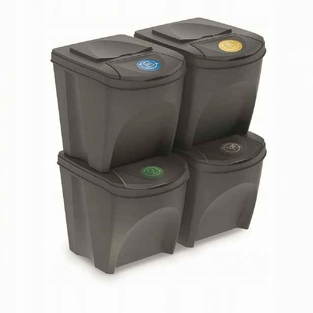 Sada odpadkových košů Sortibox, 4x25l