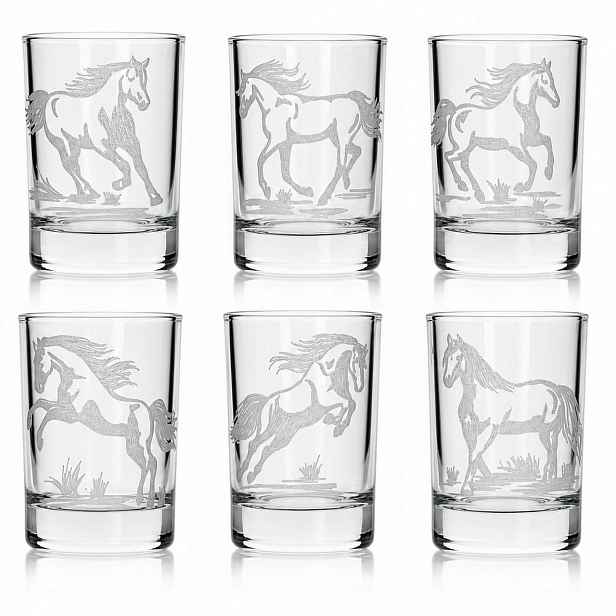 Sklenice na vodku Shot Koně (Č.101) 50 ml 6 ks v krabičce