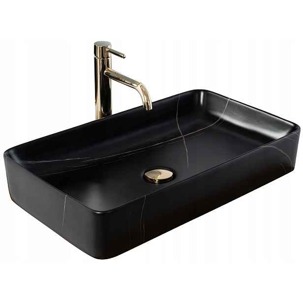Keramické umyvadlo Denis Black Stone Matt obdélníkové 35 cm Rea