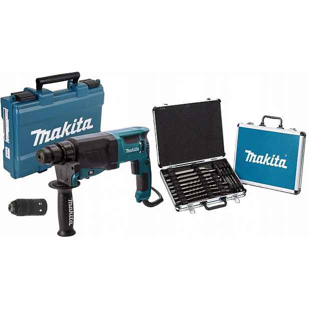 Makita Vrtací Kladivo HR2630T 800W 2,4J Sada Dlát V Kufru 17 Ks